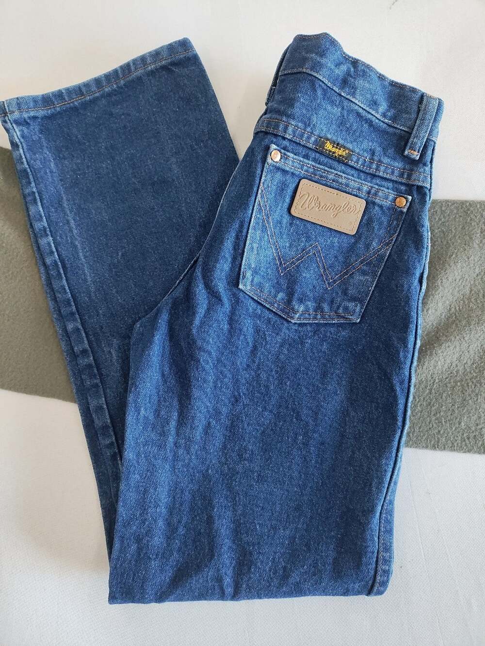 Wrangler Retro Boys Jeans 14 Regular Relaxed Bootcut Blue Denim Adjustable Waist